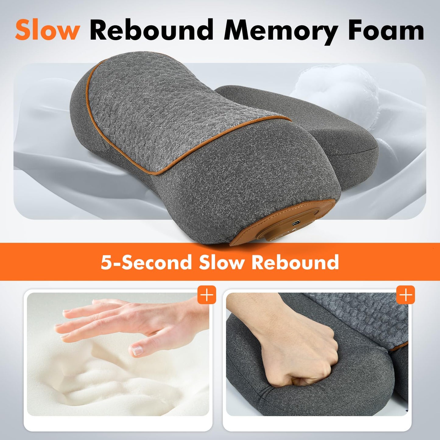 KITCADA Neck Massager Pillow - 3-in-1 Neck Pillow with Battery, Travel Neck Massager Pillow for Shoulder Pain Relief, Deep Tissue Pain Relief with Heat and Stretching, Neck Hump Corrector for Women