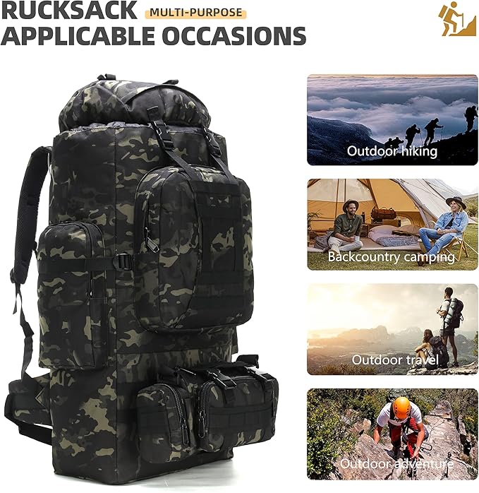 HongXingHai 100L Camping Hiking Backpack,Molle military Tactical rucksack backpack,Waterproof Lightweight Hiking Backpack