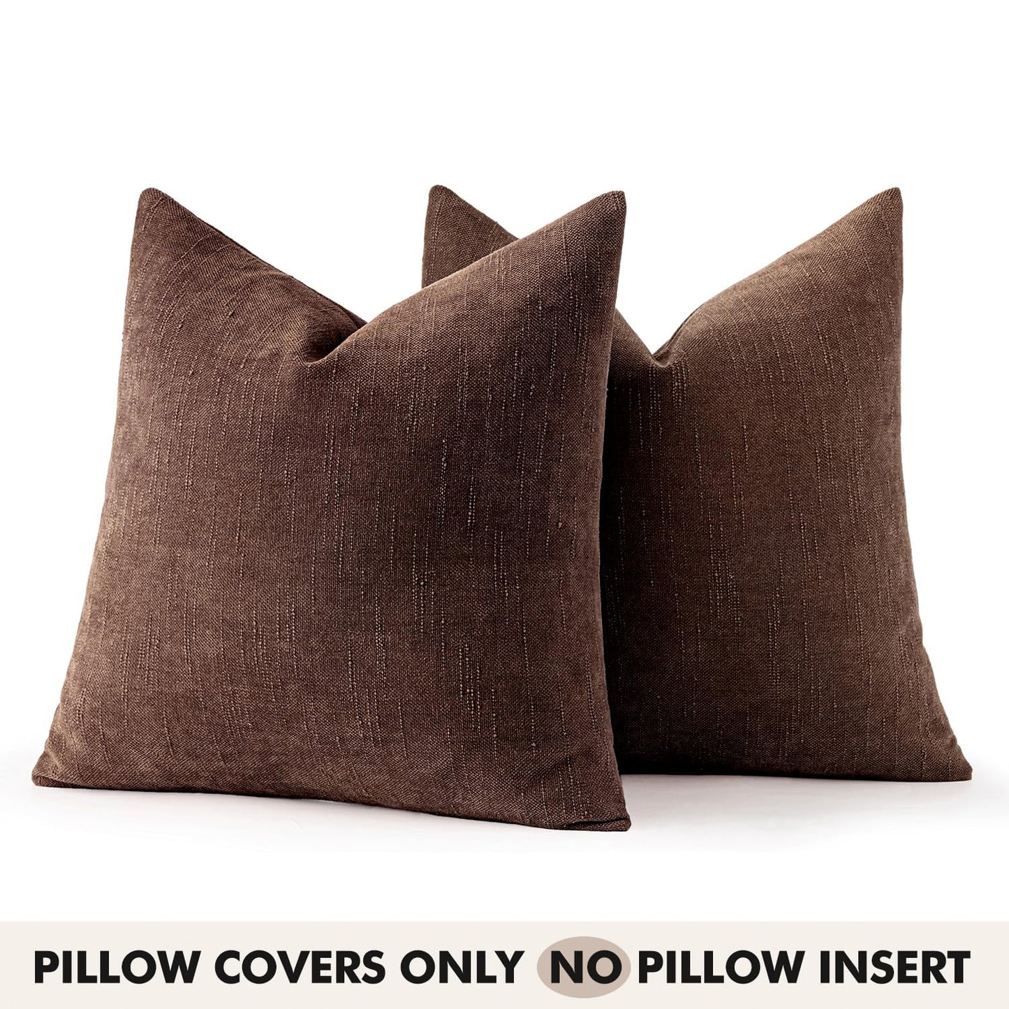 Woaboy 22x22 Inch Set of 2 Textured Throw Pillow Covers Decorative Soft Accent Square Chenille Pillowcases Neutral Farmhouse Cushions Modern Home Decor for Couch Sofa Bedroom Living Room,Beaver Fur