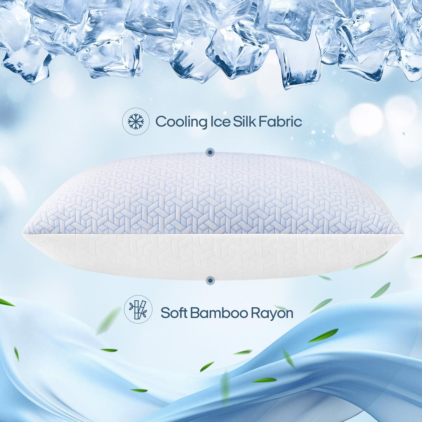 puredown® Cooling Pillows King Size Set of 2, Memory Foam Pillows Adjustable Firm Bed Pillows for Sleeping, Cool Pillow for Hot Sleepers with Zipper Removable Pillow Cover