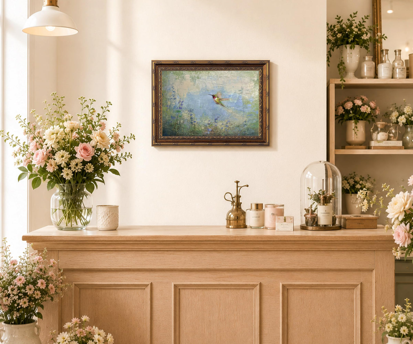 Hummingbird Wall Art Framed Canvas Prints, 8x10 Inches
