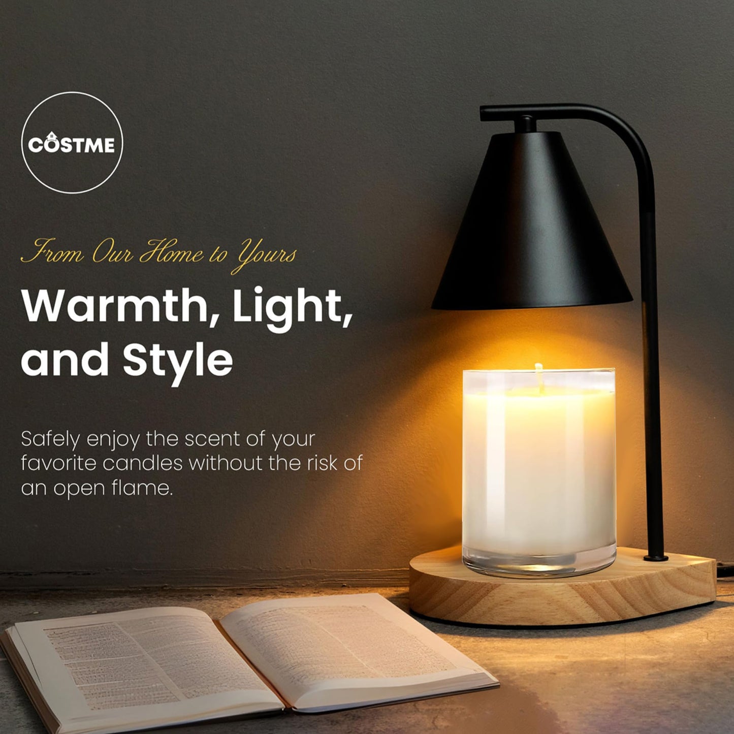 Candle Warmer Lamp with Timer Dimmer, 2H/4H/8H Timer, Birthday Gifts for Women Mom, House Warming Gifts New Home Decor, Black Lamp Candle Warmer, Wax Melts Warmer for Jar Candles with 2 Bulbs