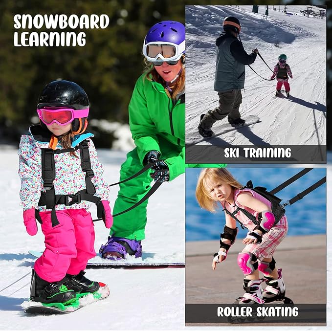 Odoland Kids Ski Training Harness with Backpack, Adjustable Strap & Lift Handle for Beginners Boy and Girl