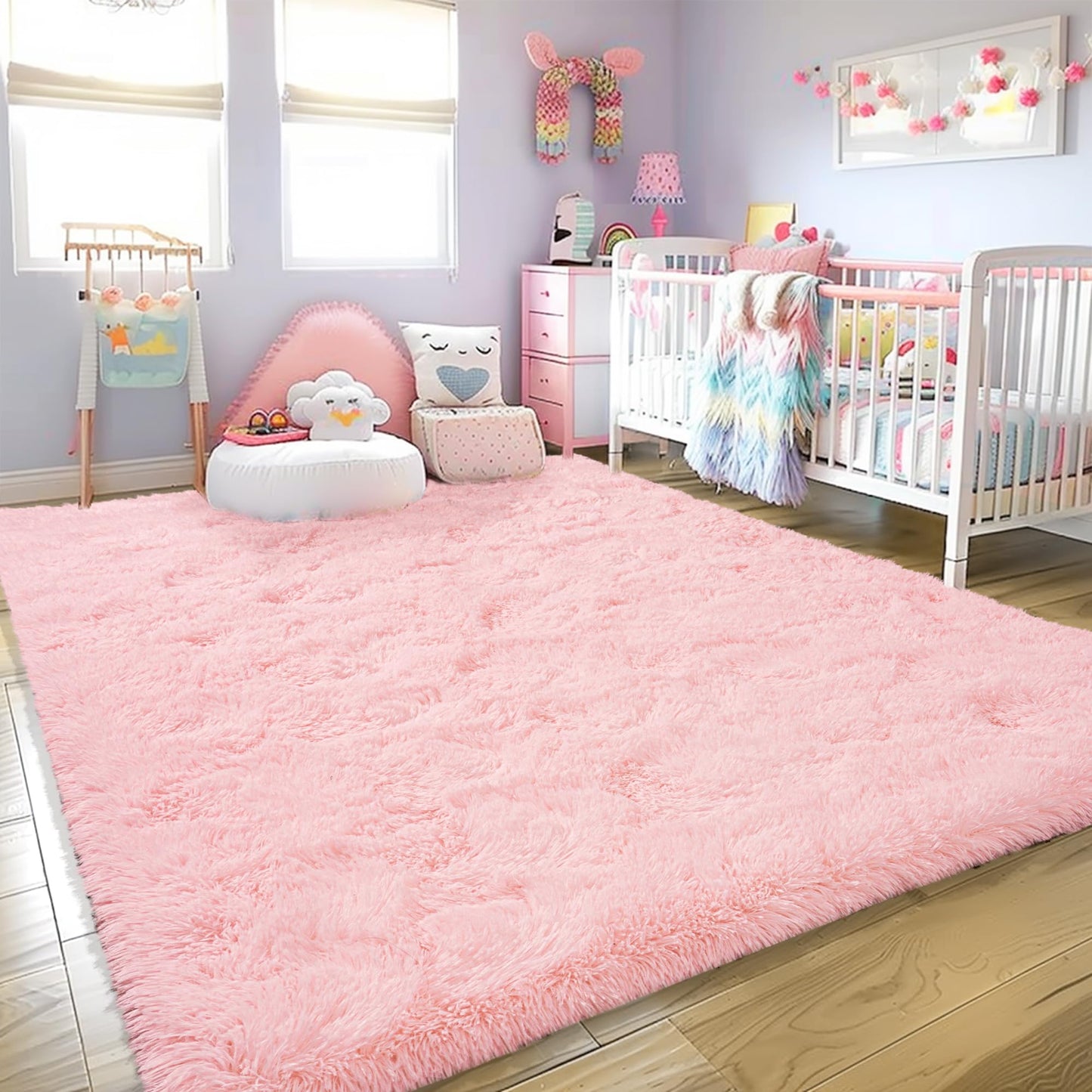 Large 9x12 Area Rugs for Living Room, Soft Shag Living Room Rug Thick Fluffy Rug for Bedroom, Plush Fuzzy Carpet for Girls Boys Kids Room Non Slip Dorm Home Decor Aesthetic, Pink