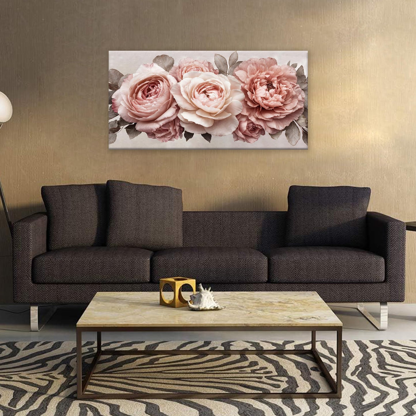 TAIJXAGSG Canvas Art Wall Decor Pink Flowers Print Paintings Flower White Wall Art Prints Ready To Hang For Bathroom Bedroom Kitchen Office Home Aesthetic Decoration Artwork 20" × 40"