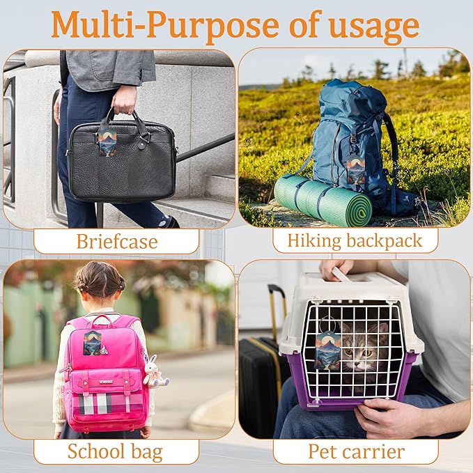Abstract Landscape Luggage Tags for Suitcase 3 Pack, Leather Bag Tags Identifiers with Privacy Name Address Labels and Durable Steel Loop for Men Women Backpack