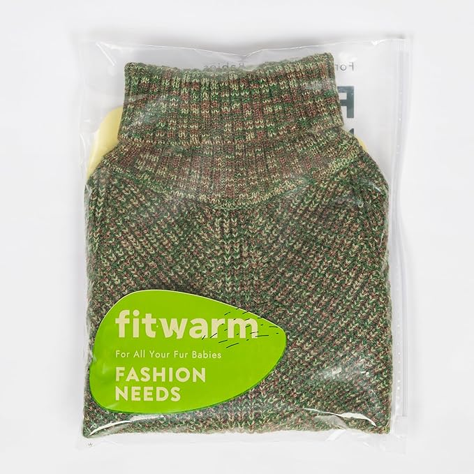 Fitwarm Knitted Turtleneck Dog Sweater, Thermal Dog Winter Clothes for Small Dogs Boy Girl, Holiday Pet Outfit, Heather Green, XL