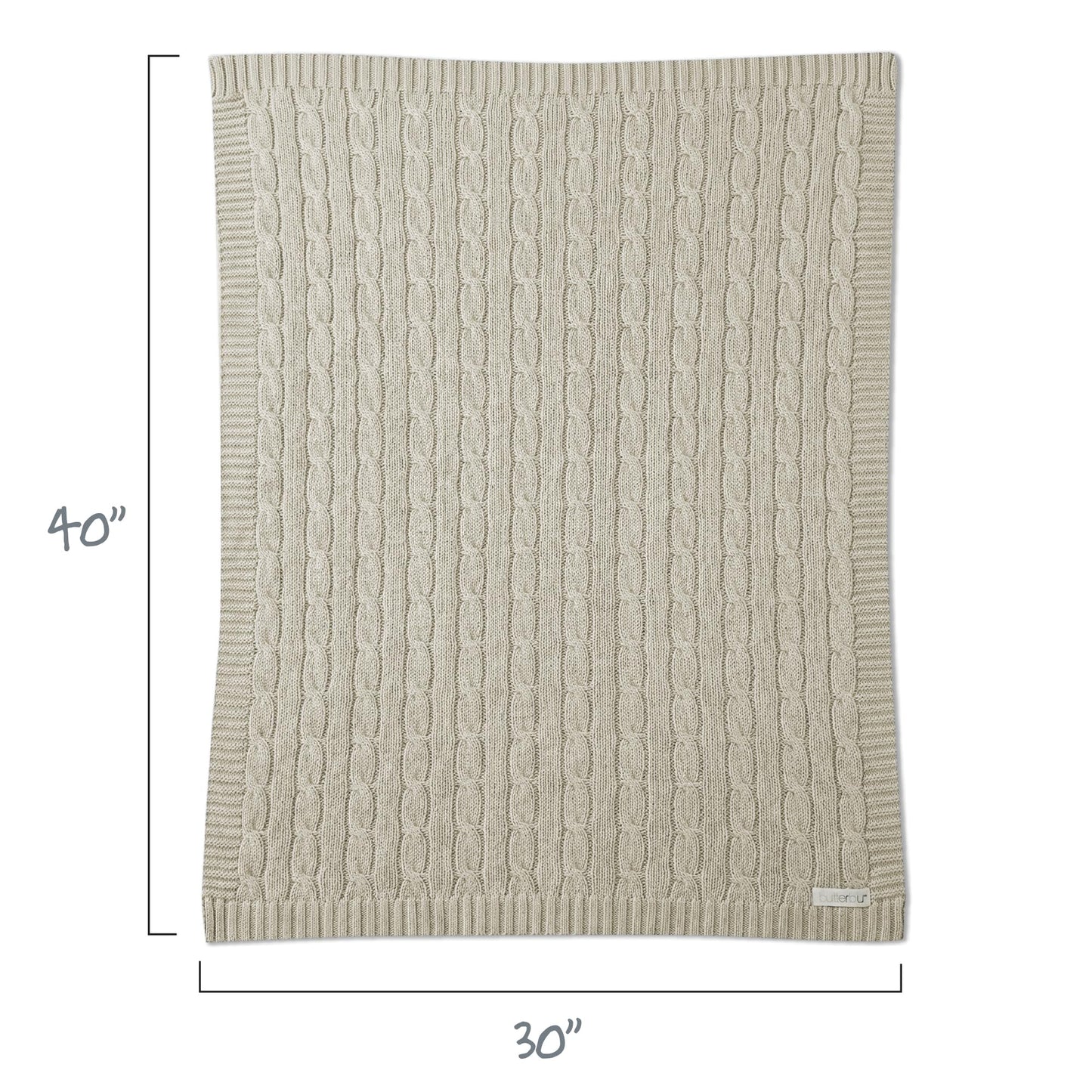 Butterblu Sparrow Sweater Knit Receiving Baby Blanket 100% Organic Cotton Nursery Blanket for Newborn Girls, Boys, Sand, One Size