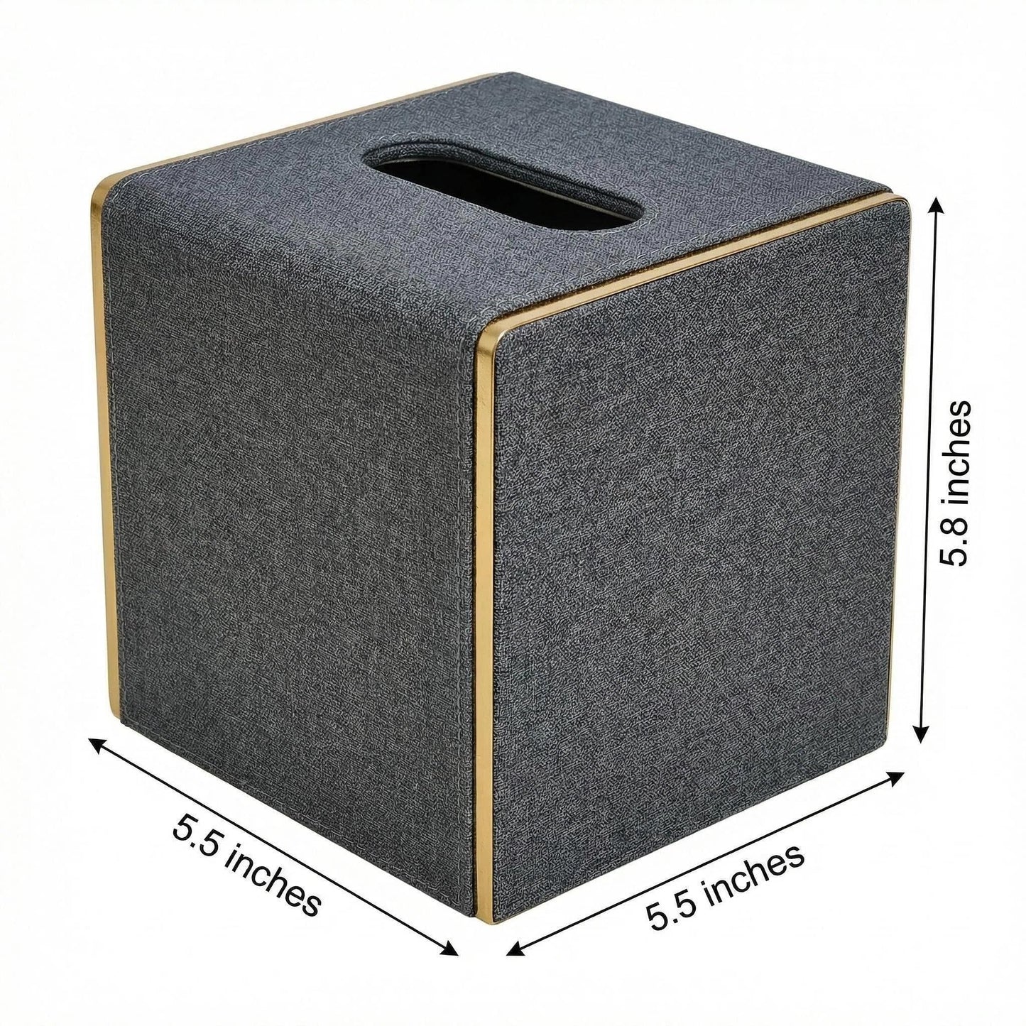 Xonusin PU Leather Square Tissue Box Cover, Linen Tissue Box Holder with Magnetic Closure, Decorative Modern Cube Tissue Box for Bathroom Vanity Countertop Bedroom Office Desk (Gray)