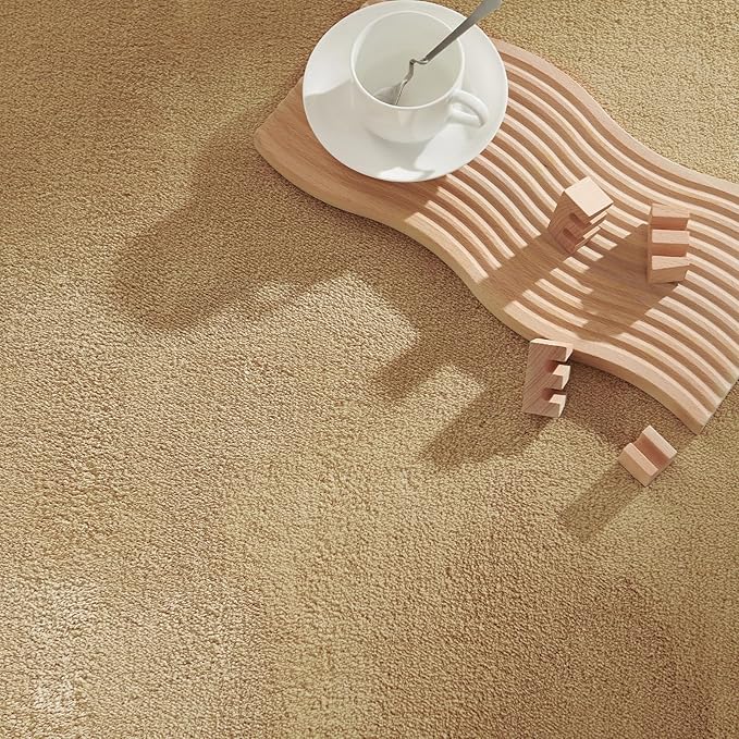 jinchan Solid Plush Area Rug 4x6 Performance Shaggy Washable Rug Indoor Soft Modern Faux Wool Cozy Non Slip Carpet for Living Room Kids Room Bedroom Dining Room Nursery Tan