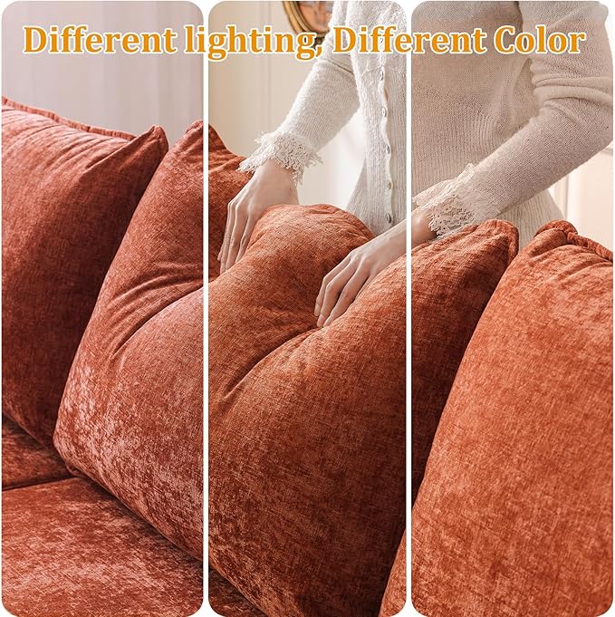 Modular Sectional Sofa with Seats Storage, Oversized L Shaped Couch,6-Seaters Comfy Couches for Living Room,Cloud Couches with Deep Seat,Chenille,Orange