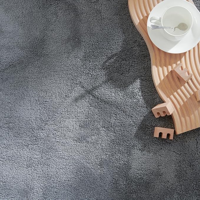 jinchan Solid Plush Area Rug 2x3 Performance Shaggy Washable Rug Indoor Entryway Doormat Soft Modern Faux Wool Cozy Non Slip Carpet for Living Room Kid Room Bedroom Nursery Grey