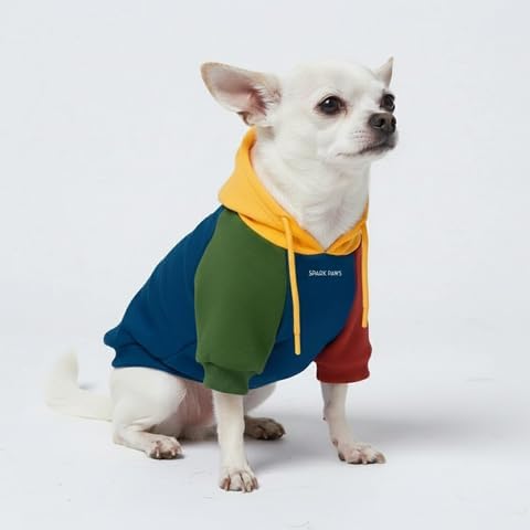 Spark Paws Dog Hoodie – Premium Dog Sweater for Small, Medium, and Large Dogs | Warm Outfits for French Bulldogs, Pitbull, Puppy, Winter Jacket Alternative - Primary Color Block - S