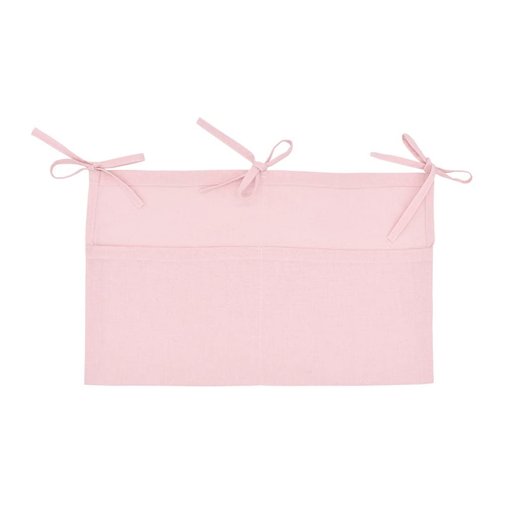 YeeMan Linen Baby Bedside Hanging Storage Bag,2 Pockets Organizer for Baby Cribs and Toys (Light Pink)