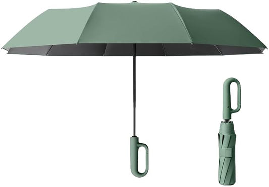Travel Folding Golf Umbrella 10 Ribs Automatic Open/Close,Lightweight Compact Portable Backpack Car Parasol Outdoor,Sun/Rain,Anti 99 UV Protection UPF 50,Men Women Carabiner Handle Design