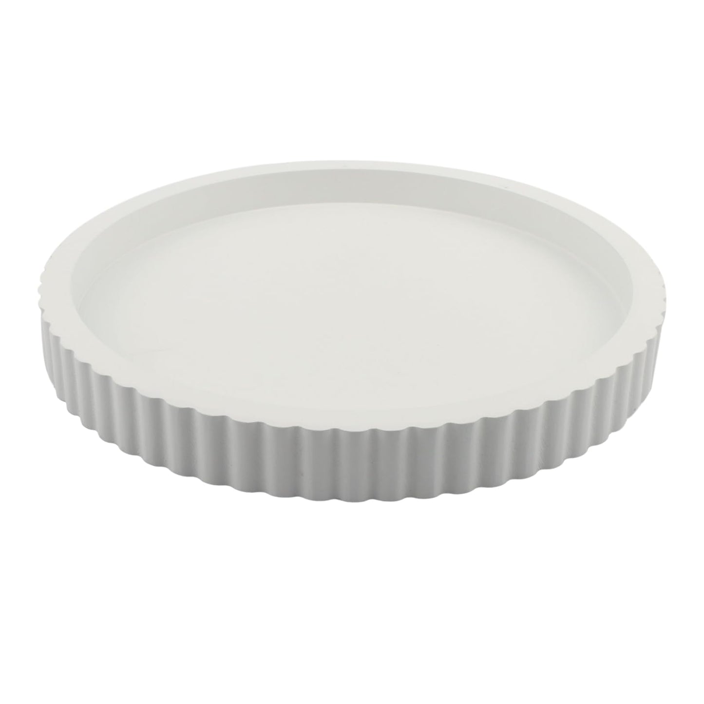 Round Fluted Wood Tray, 11 in Diameter, Accent Catchall for Vanity, White
