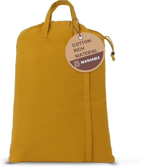 LFH Home Large Premium Cotton Canvas Laundry Bag with Drawstring and Handles Heavy Duty, Multi-Use, and Washable for Home, Travel, College or Storage 28x 40 (Pack of 6)-Yellow