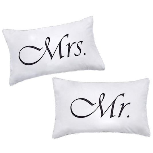 DasyFly 2PCS Mr and Mrs Pillow Cases,His and Hers Couples Pillowcases,Romantic Anniversary Engagement Christmas Wedding Gifts for The Couple,Bride Shower Gifts Ideas