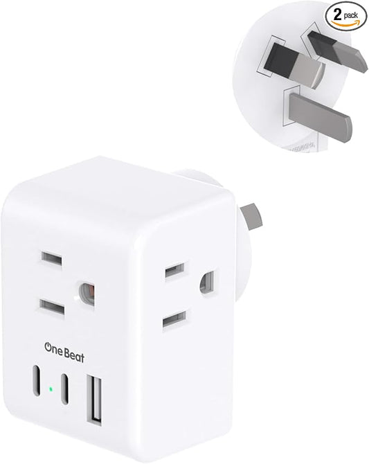 Australia New Zealand Power Plug Adapter, US to Australia Travel Adapter with 3 American Outlets 3 USB Ports (2 USB C), Type I Plug Adapter Travel Essentials for USA to Australia, Argentina, China