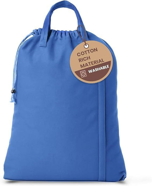 LFH Home Large Premium Cotton Canvas Laundry Bag with Drawstring and Handles Heavy Duty, Multi-Use, and Washable for Home, Travel, College or Storage 28x 40 (Pack of 6)-Sky Blue