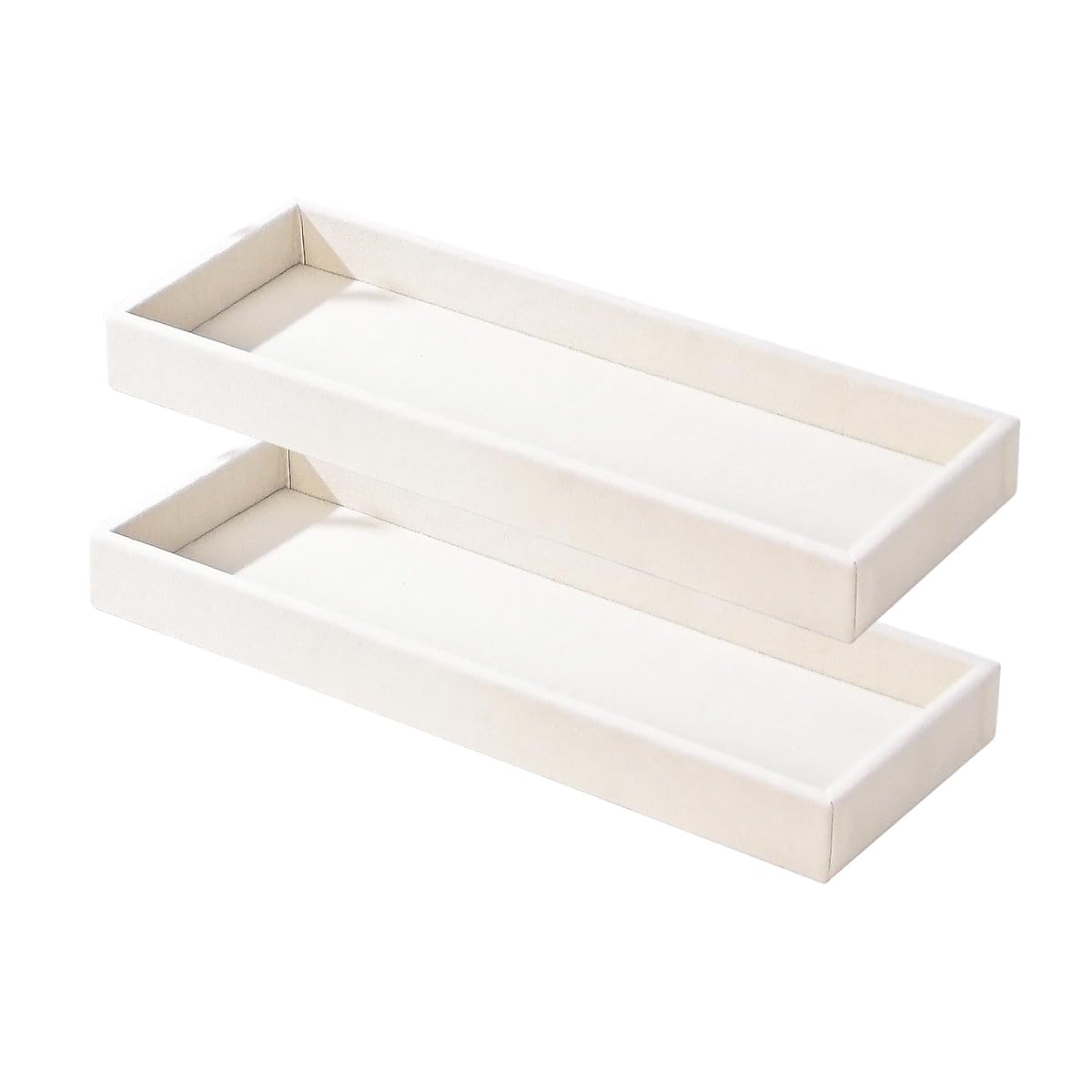 2Pcs Desk Drawer Storage Tray, Nightstand Organizer, Jewelry Display for Necklace, Bracelet, Ring, Earring, Grid Table Organizer Holder for Sunglass, Phone, Watch, Perfume (1 Grid)/Beige