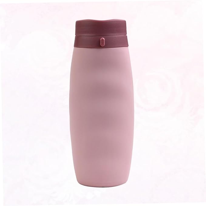 POPETPOP Foldable Portable Water Bottle Silicone Sports Cup Lightweight Travel Mug for Hiking Camping Cycling Pink