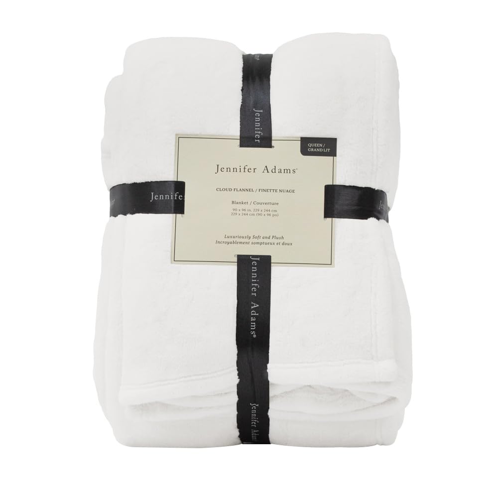 Jennifer Adams Ultra-Plush Blanket Queen/Full, Soft and Lightweight Cloud Bed Blankets (White)