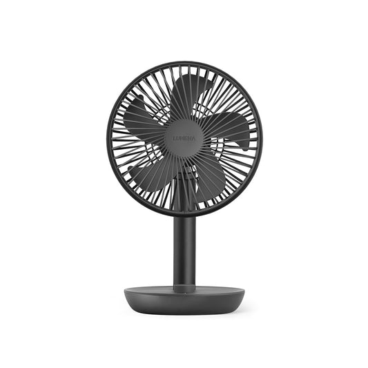 LUMENA Fan Stand 3Z - Portable Oscillating Desk Fan | 4-Speed Rechargeable 4000mAh Battery, Auto Swing, Timer, Sleek Matte Design for Home or Office (Dark Gray)