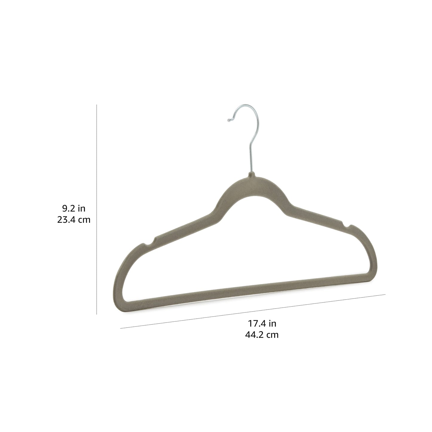 Amazon Basics Slim Velvet Non-Slip Space Saving Suit Clothes Hangers, Closet Organizer, Gray/Silver, 50-Pack