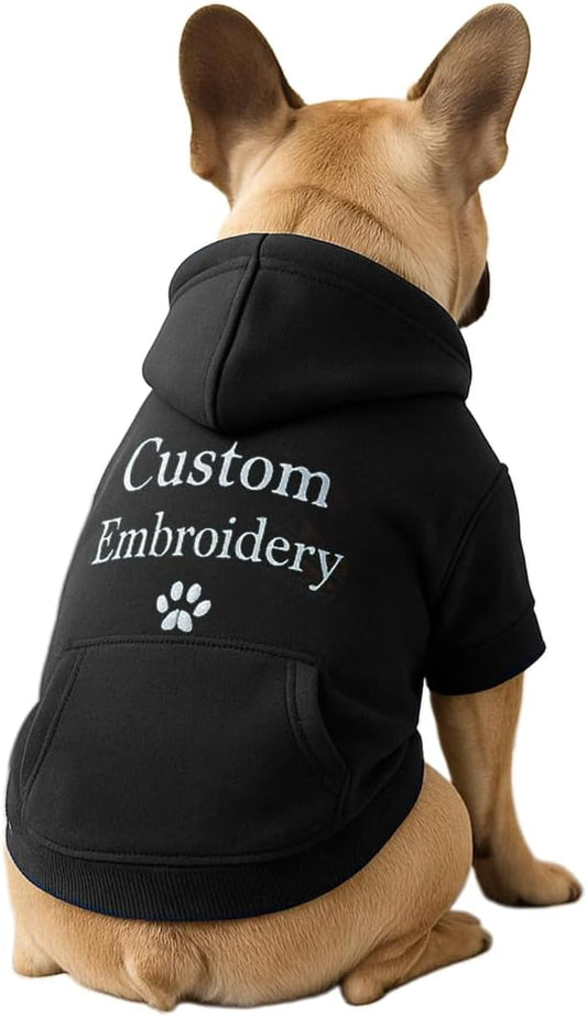 Godmerch Custom Embroidered Dog Hoodie, Embroidery Dog Sweaters for Small Dogs, Add Your Own Text, Customized Pet Clothes, Pet Mom Lovers Gifts