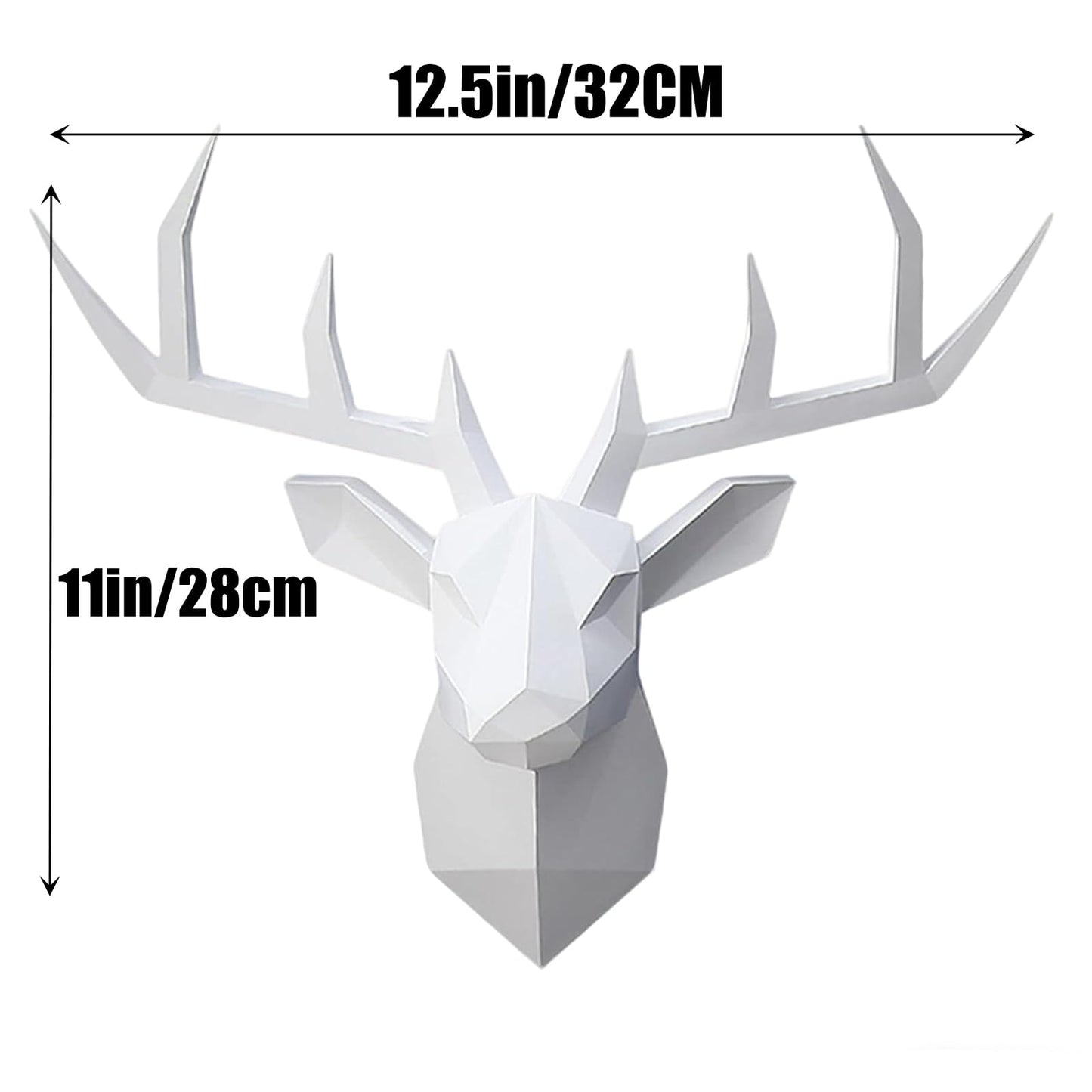 XYQXYQ White Deer Head Wall Sculpture,Modern Art Wall Hanging,3D Wall Decor,Gallery Living Room Resin Animal Head Decoration