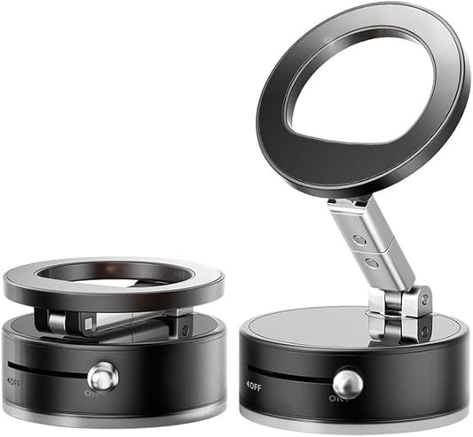 BISART Vacuum Magnetic Car Phone Holder – 360° Rotatable, Reinforced 96LBS Suction Cup Mount Compatible with MagSafe for iPhone & Android, Portable for Car, Gym & Mirror (A7-Black)