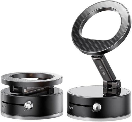BISART Vacuum Magnetic Car Phone Holder – 360° Rotatable, Reinforced 96LBS Suction Cup Mount Compatible with MagSafe for iPhone & Android, Portable for Car, Gym & Mirror (A7-Silvery-Nano Gel)