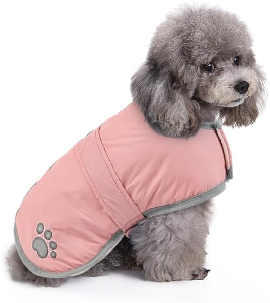 Queenmore Winter Coat, Fleece Puffer Down Vest, Cold Weather Pet Jacket, Waterproof Reflective Reversible Sweater Clothes for Small, Medium and Large Dogs (Light Pink, XL)