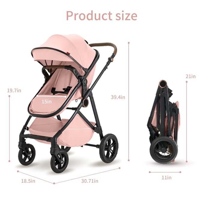 Premium High Chair Stroller: Reversible Seat for Bonding & Ultra-Smooth Fold (Brown)