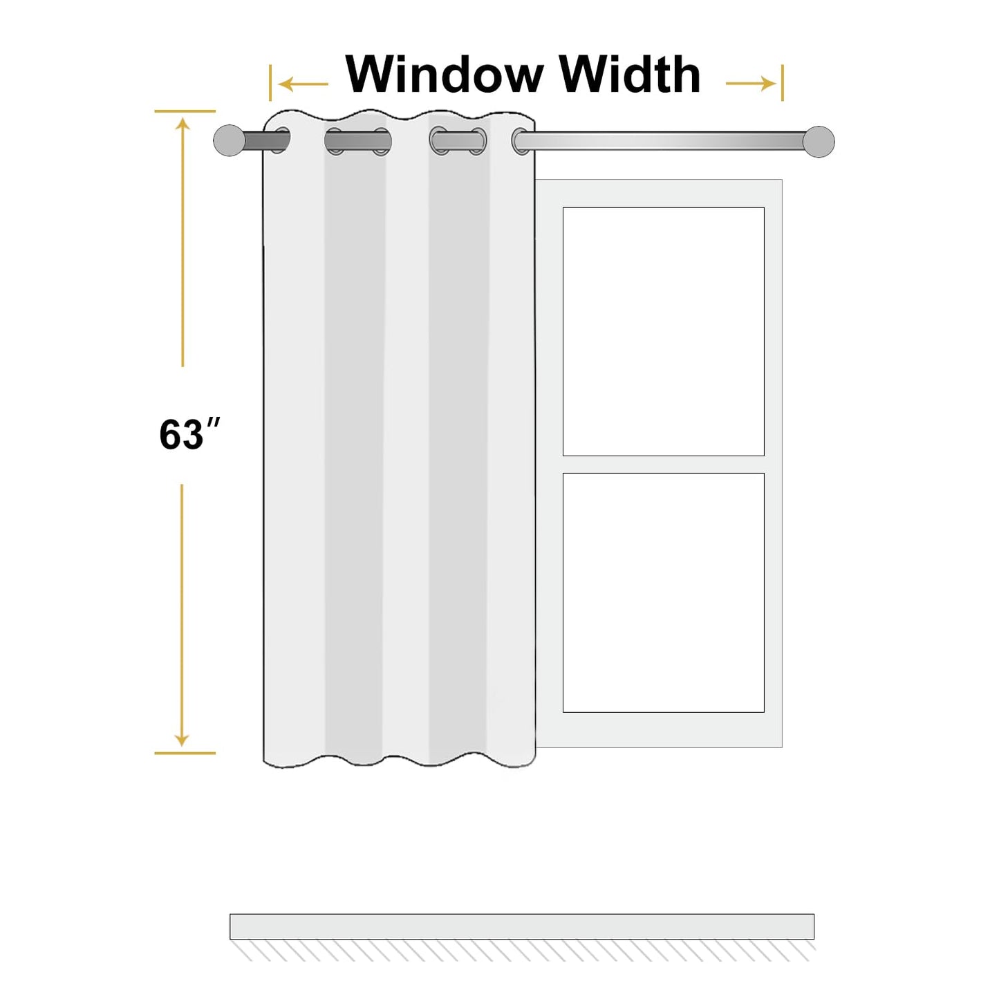 ChrisDowa 100% Blackout Light Grey Solid Curtains 63 Inches Long 2 Panels for Bedroom Living Room,Farmhouse Room Darkening Thermal Insulated Soundproof Grommet Top Window Treatment Drapes,52x63