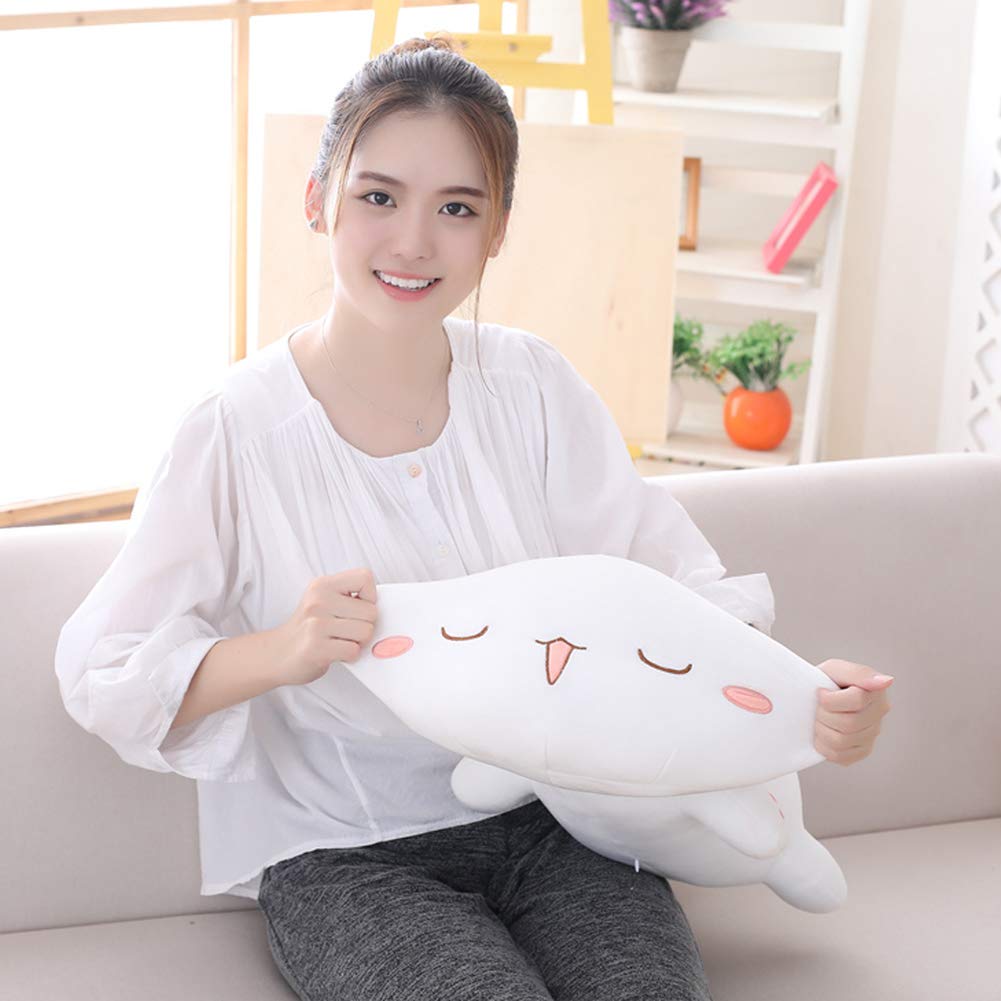 Jensquaify Cat Stuffed Animals, Soft Cat Plush Pillow Kawaii Kitten Stuffed Animal Toy Gifts for Kids (White Squint Eyes, 13.7")