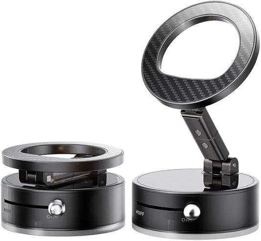 BISART Vacuum Magnetic Car Phone Holder – 360° Rotatable, Reinforced 96LBS Suction Cup Mount Compatible with MagSafe for iPhone & Android, Portable for Car, Gym & Mirror (A7-Silvery)