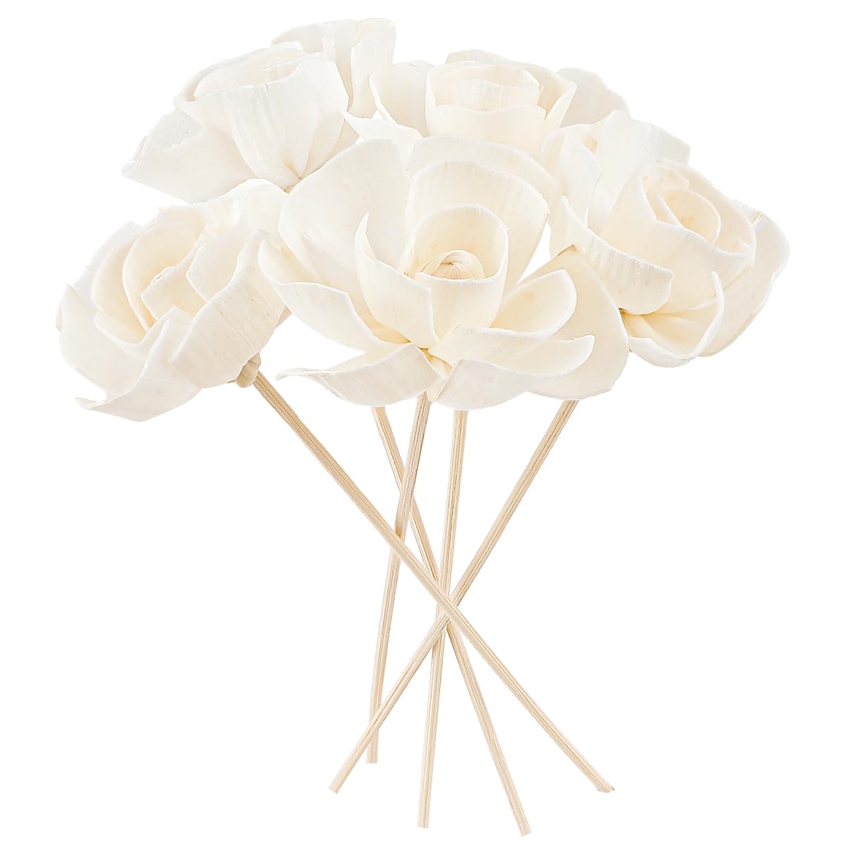 YOLUFER 5 Pcs Flower Scent Diffuser, Natural Flower Scent Oil Diffuser Sticks, Aromatherapys Reed Flowers for Home, Bathroom, Office (Camellia), White, KA027-YON-YB