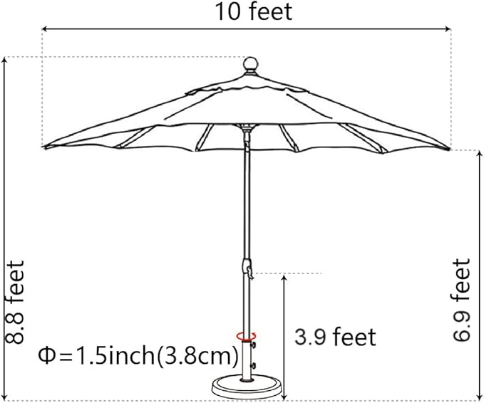 EliteShade USA 10-Year-Non-Fading 10Ft Market Umbrella Patio Umbrella Outdoor Table Umbrella with Ventilation, Black