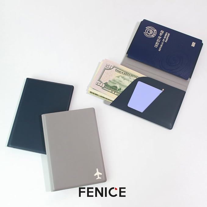 Fenice Plain Simple Passport Cover Holder Wallet Case for Travel Essential RFID Blocking Vegan Leather Waterproof (BROWN)