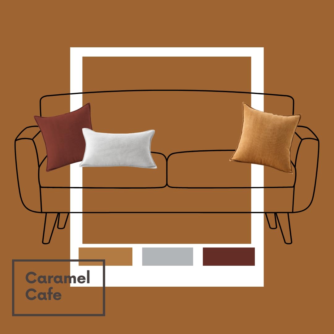 Homie Living Chenille Throw Pillow Covers Set of 3 (2 pcs of 18x18, 1 pcs of 12x20) with Elegant Design Soft and Luxurious Decorative Throw Pillows for Couch, Bed, and Home Decor (Orange)