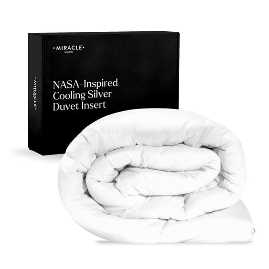 Miracle Made All-Season Duvet Insert Comforter – Silver-Treated Breathable Cotton Fabric, Pet Hair Resistant, Cool-to-The-Touch Bedding – Fits Full/Queen Bed Cover, White
