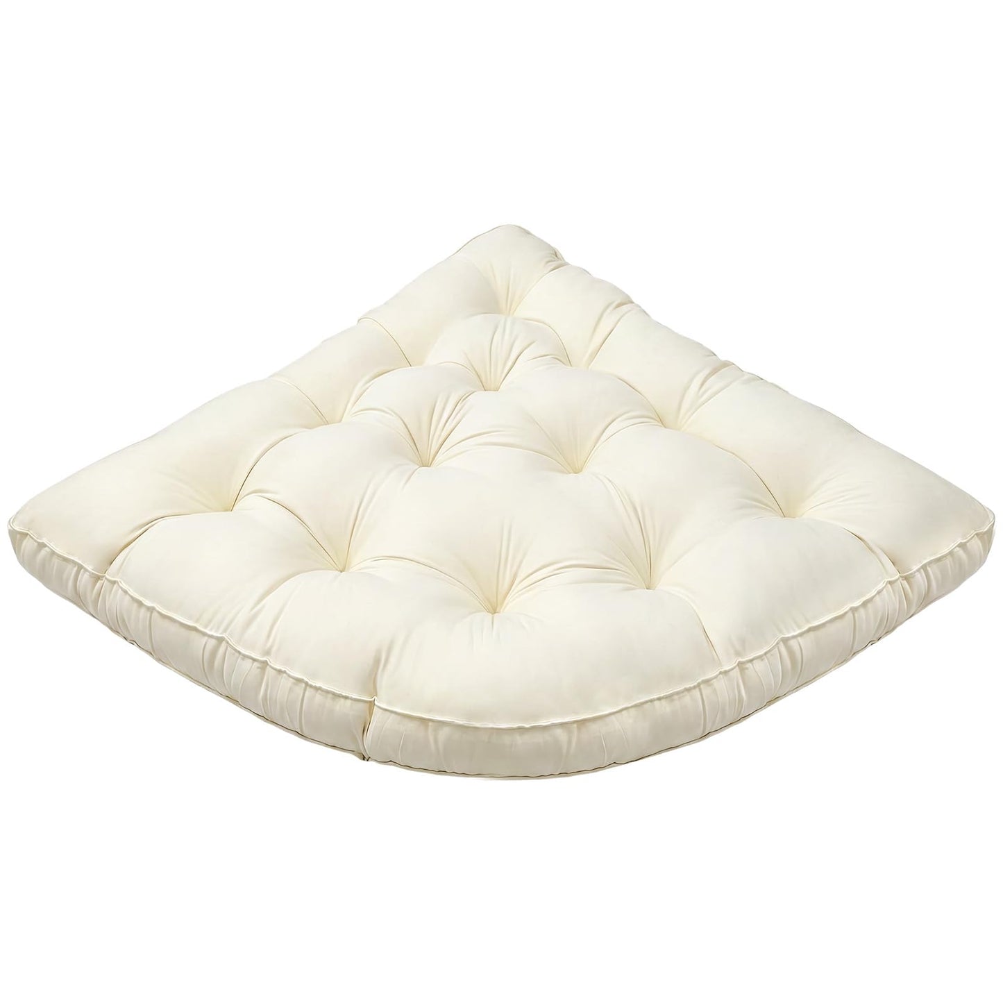Yookeer Triangle Floor Pillow 100cm Cream Tufted Corner Floor Cushion Thickened Soft Window Seat Cushion Washable Meditation Mat for Living Room Bay Balcony Reading