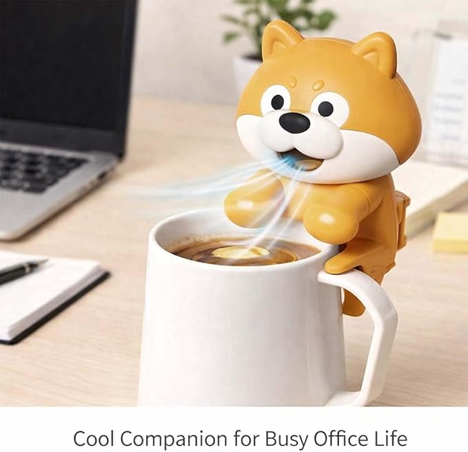 YTEDAK Mini Food Cooling Fan – Clip-On Fan for Hot Drinks, Cute Bear-Shaped Air-Blowing Cooling Tool, Reusable & Portable Hot Water Cooler for Home & Office