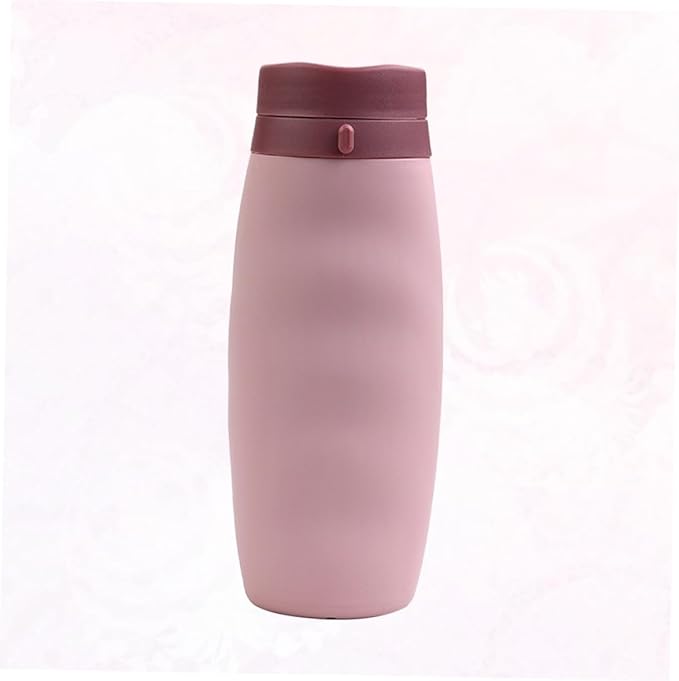 SUPVOX Portable Collapsible Silicone Water Bottle Foldable Sports Kettle for Outdoor Activities Travel Hiking Camping Cycling Pink