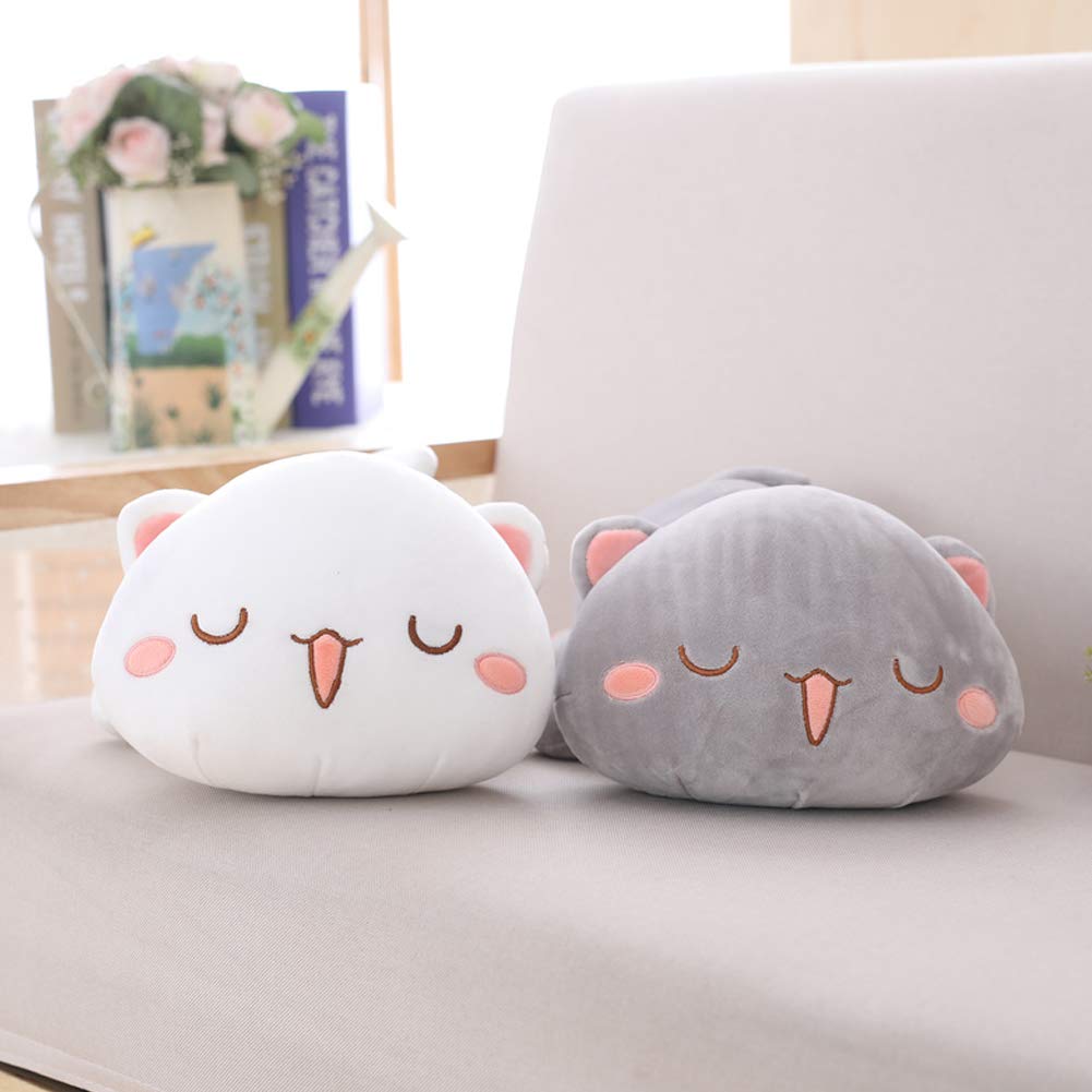 Jensquaify Cat Plush Hugging Pillow, Soft Kitten Cat Stuffed Animals Toy Gifts for Kids (Grey Squint Eyes, 25.5")