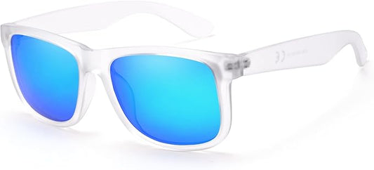 UV400 Polarized Sunglasses Men Women, Classic Square Lightweight Shades, Anti-Glare HD Trendy Sunnies for Leisure