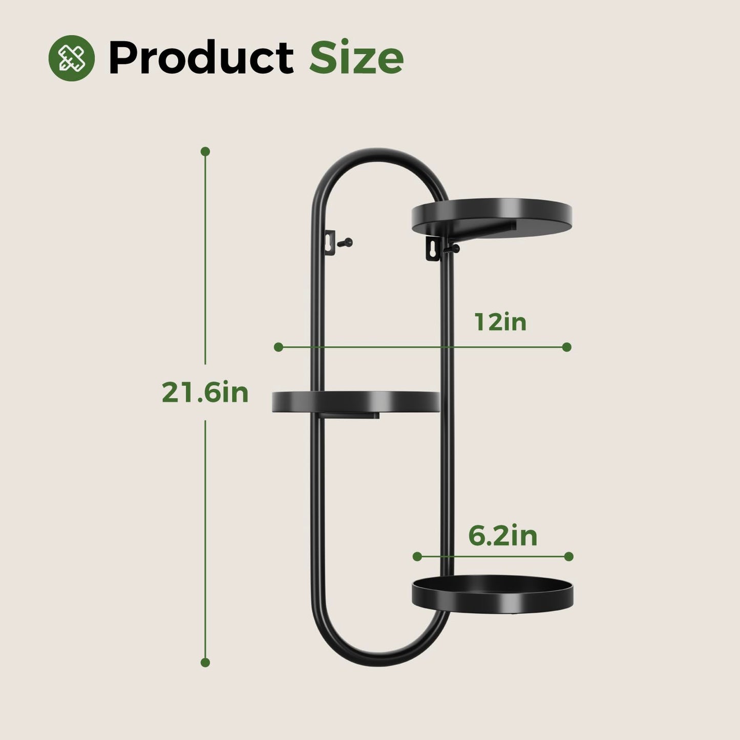 Laposso 3 Tier Wall Planter Metal Plant Hanger Indoor Black