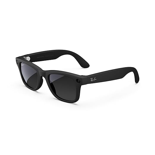 Ray-Ban Meta (Gen 1), Wayfarer, Large Matte Black | Smart AI Glasses for Men, Women - 12 MP Camera, Open-Ear Speakers, Video, Bluetooth — Polarized Gradient Graphite Lenses - Wearable Technology